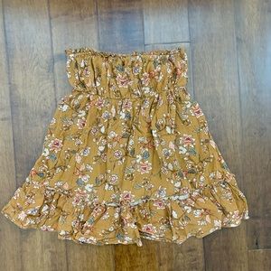 Lush strapless smocked babydoll tie back boho bohemian top Small cottagecore